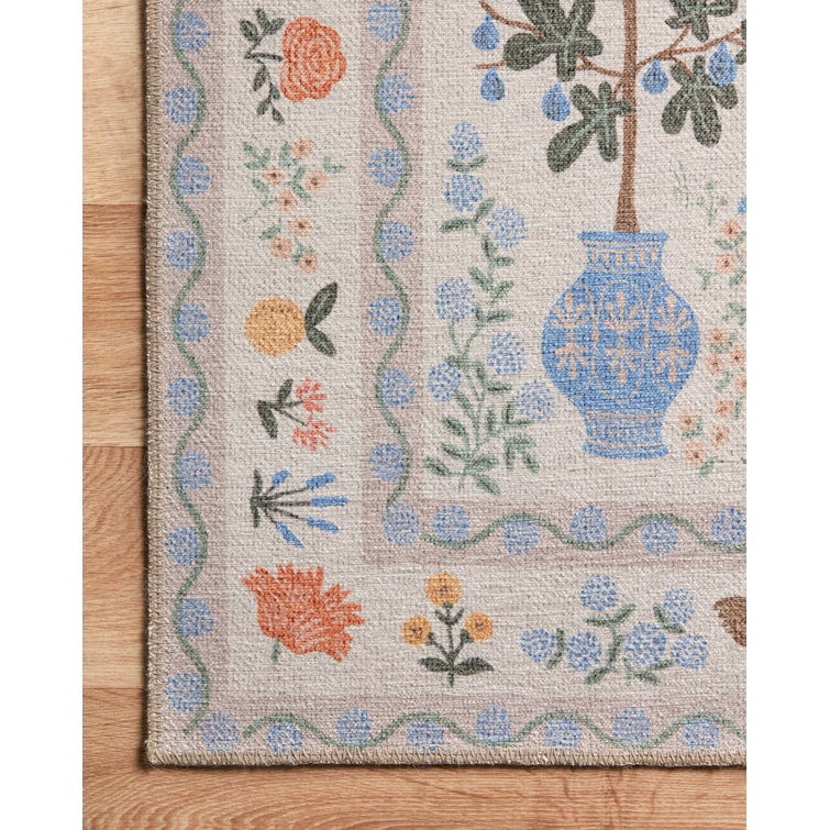 Rifle Paper Co. x Loloi Menagerie MEN03 Camont Cream Rug Wayfair